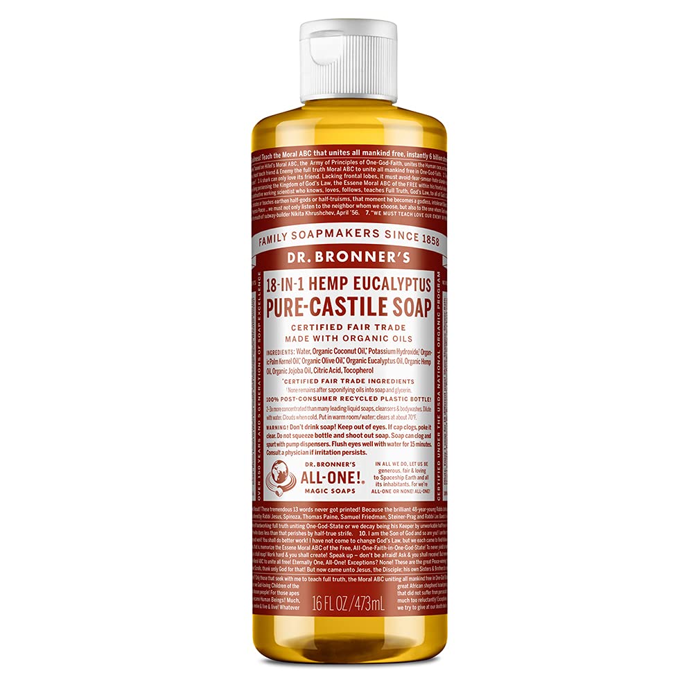 Dr. Bronner'S Pure-Castile Liquid Soap Eucalyptus 16Oz - Organic, Vegan, 18-In-1 Uses