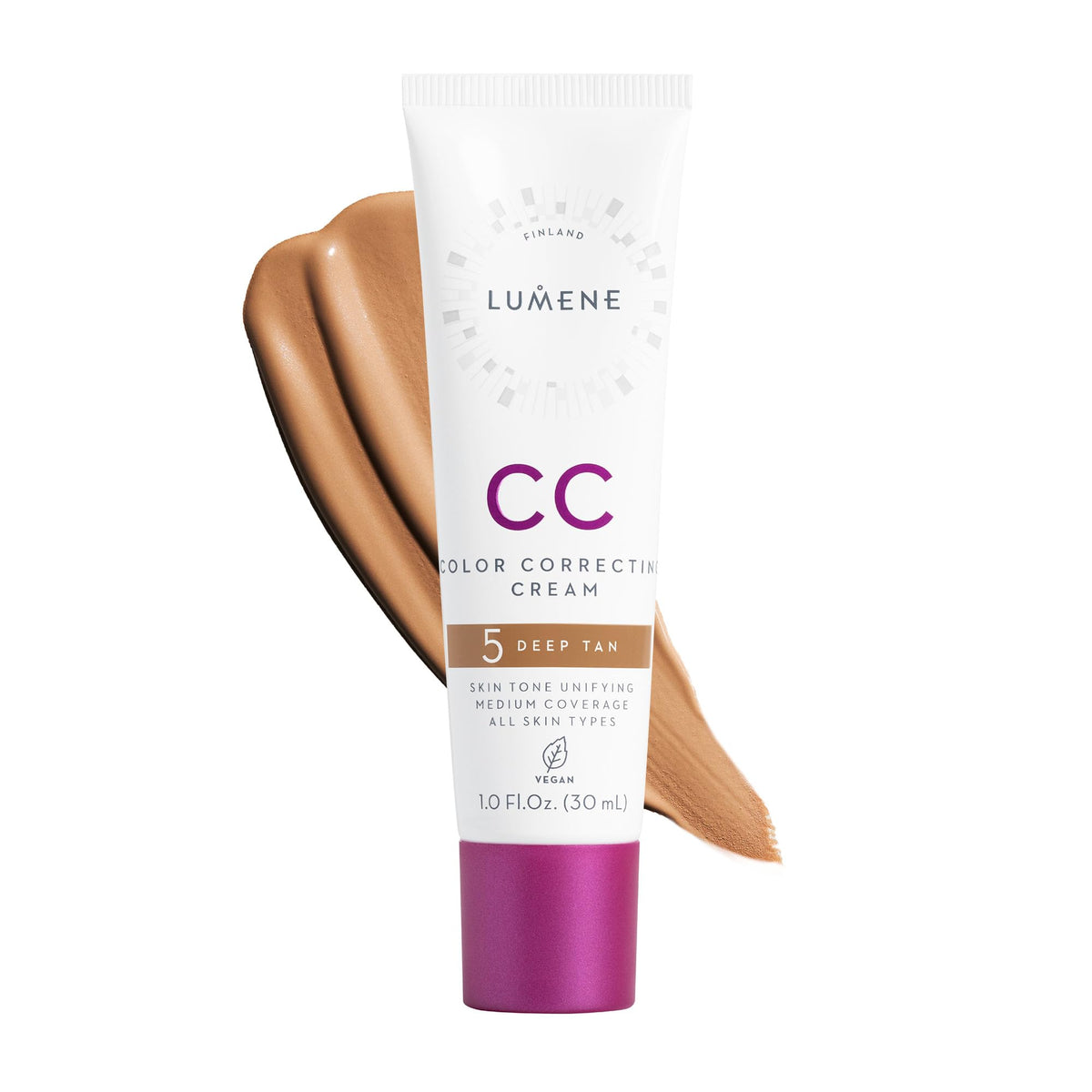 Lumene Cc Cream - Deep Tan, Medium Coverage, Vegan, Redness Reducing Face Makeup, 1 Fl Oz