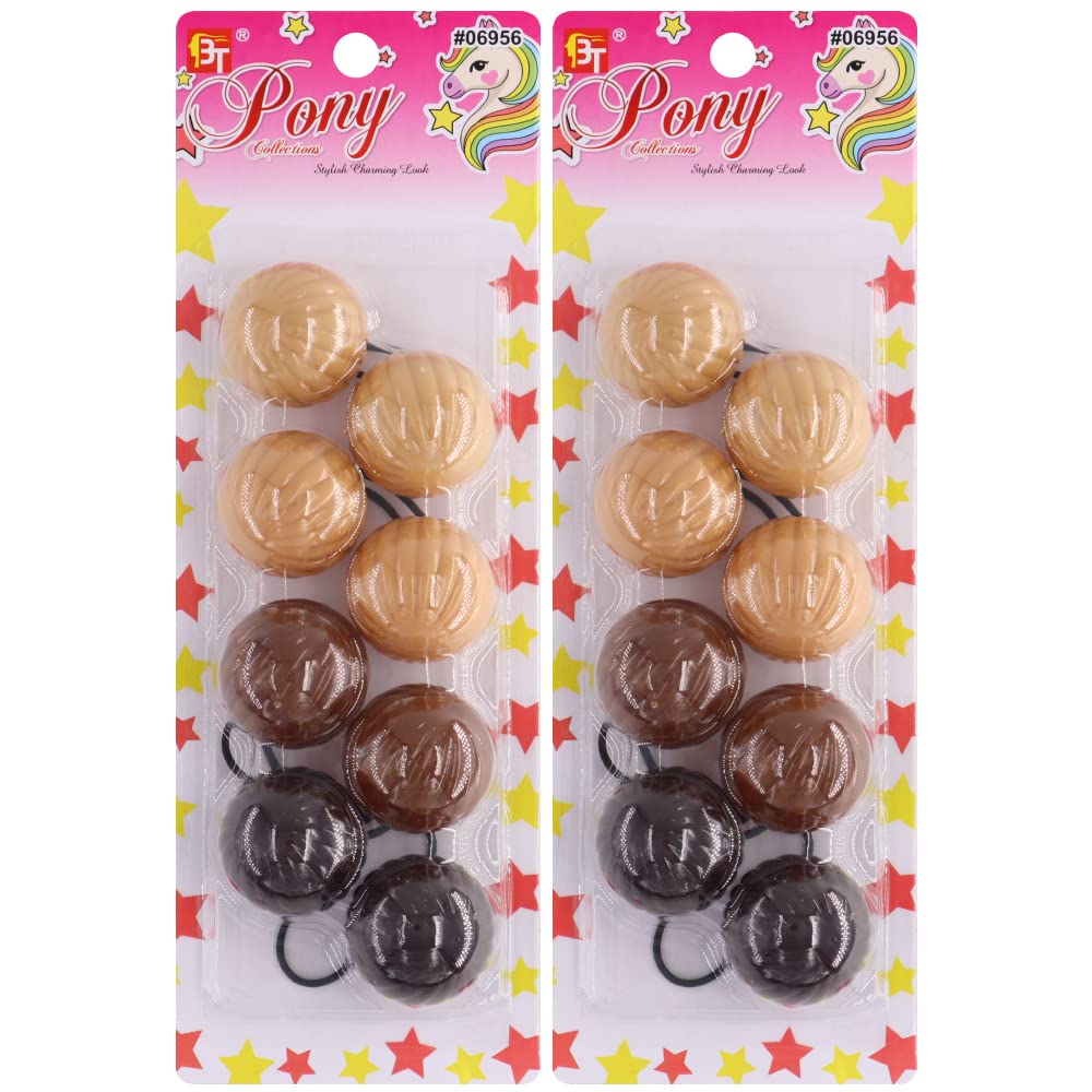 Beauty Town 8 Pcs Hair Ties For Girls - Brown Assorted Bubble Ponytail Holders