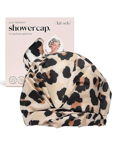 Kitsch Leopard Luxury Shower Cap - Waterproof, Reusable, Non-Slip, Quick-Dry For Long & Short Hair