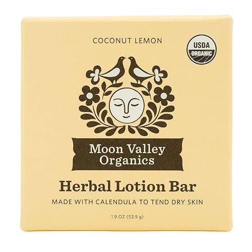 Moon Valley Organics Herbal Lotion Bar, Coconut Lemon, Calendula & Comfrey, 1.9 Oz