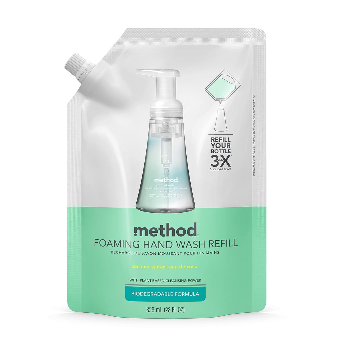 Method Foaming Hand Soap Refill, Coconut Water, 28 Oz - Gentle, Effective Cleanser