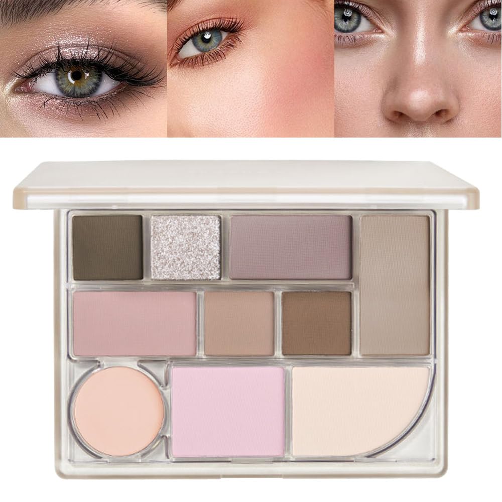 Suake All-In-One Eyeshadow Palette - 10 Highly Pigmented Matte & Shimmer Shades With Mirror