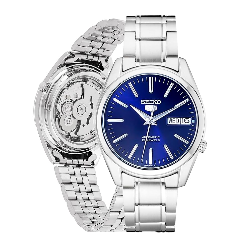 Seiko Men'S Snkl43 Automatic Watch - Stainless Steel, Blue Dial, Seiko 5 Collection