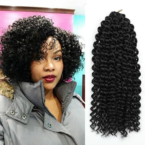 SHAROPUL Kinky Curly Crochet Hair 8 Inch Marlybob Jerry Curl Synthetic Braiding Extensions 1B