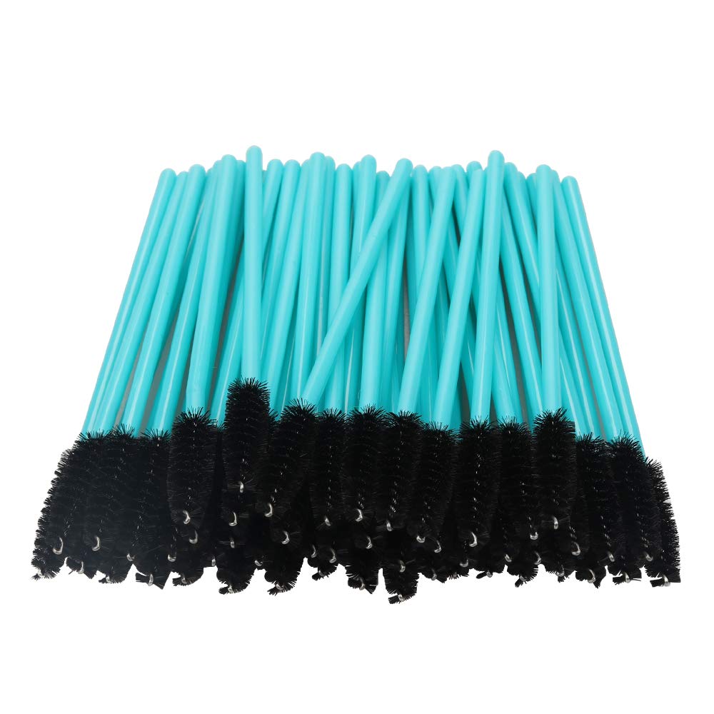 Myaokue Disposable Mascara Wands - 300 Pack Nylon Lash Brushes For Eyelash Extensions, Blue/Black