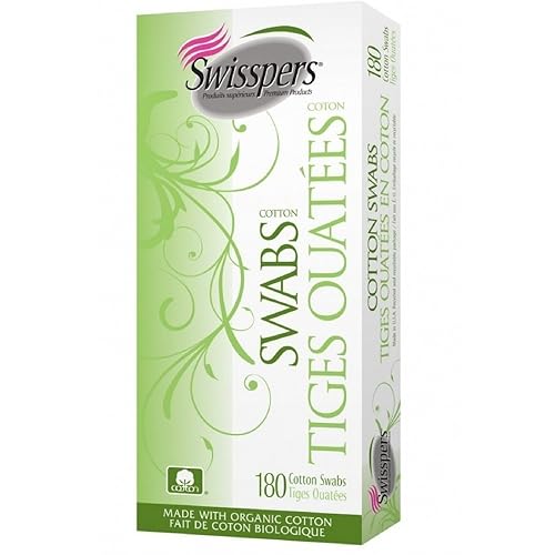 Organic Essentials Swisspers Cotton Swabs, 180 Count, Pack Of 6 - High-Quality Cotton Tips