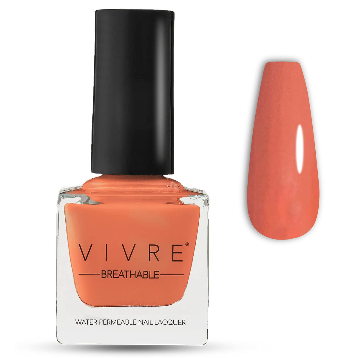 V Vivre Quick Dry Halal Nail Polish - Vegan, Non-Toxic, Breathable, Water Permeable - Orange You Late