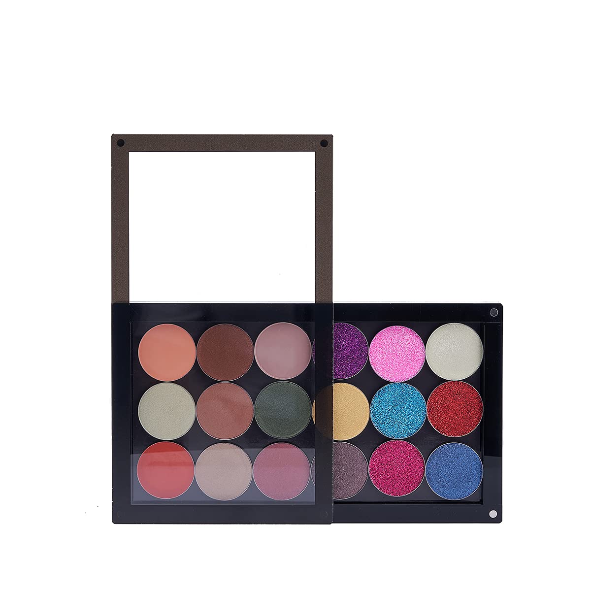 Coosei Acrylic Magnetic Makeup Palette - Empty Eyeshadow Palette With Clear Removable Lid, Glossy Black