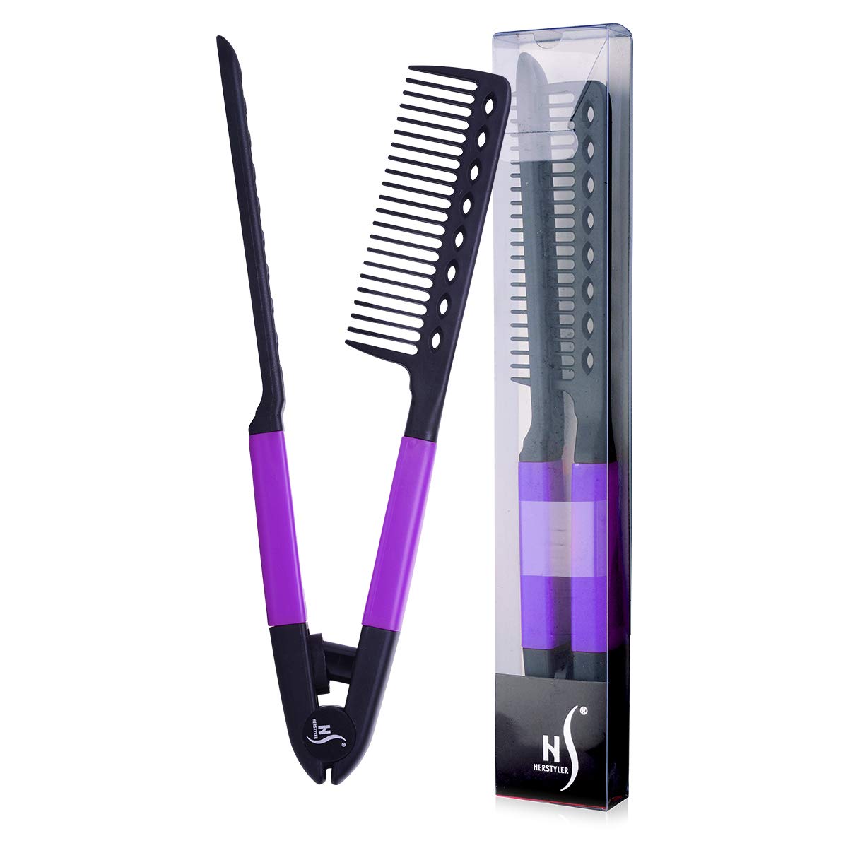 Herstyler Purple Hair Straightener Comb - Travel-Friendly Styling Tool For Quick Straight Hair