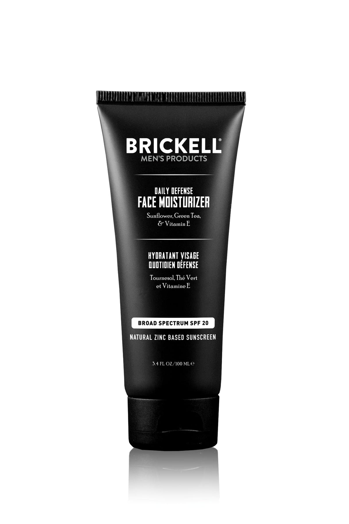 Brickell Men'S Daily Defense Spf20 Face Moisturizer, Zinc Oxide Sunscreen, 3.4Oz, Unscented