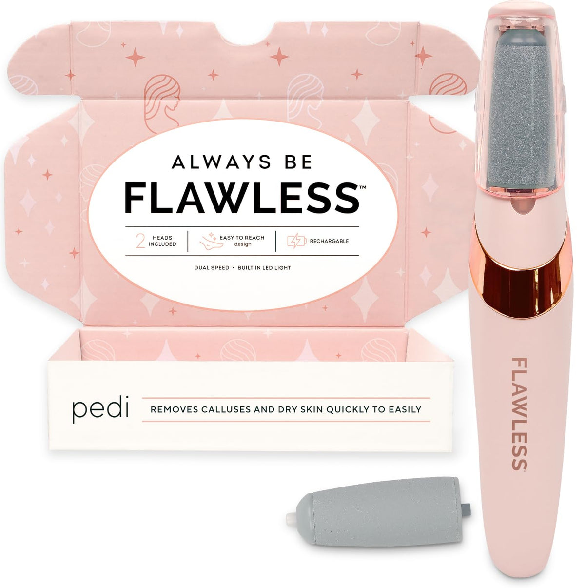 Finishing Touch Flawless Pedi Tool File & Callus Remover - Rose Gold, 1 Count, New Version