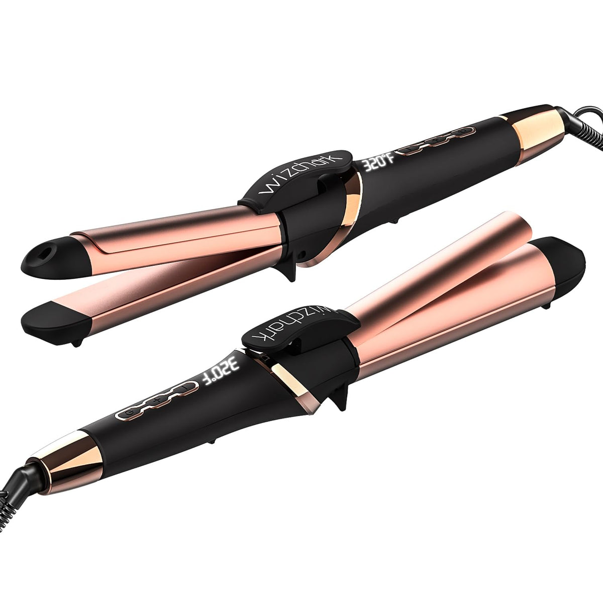 WIZCHARK 1.25&quot; Hair Iron Straightener & Curler, Ceramic, Dual Voltage, Rose Gold, Heat-Res