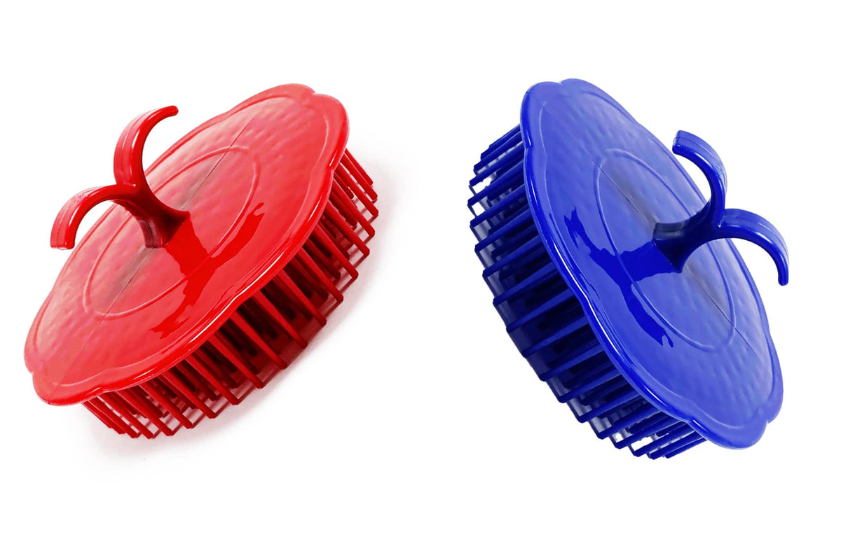 Little Dreams Scalp Brush Set - Dandruff Removal & Massage - 2 Pack (Red & Blue)