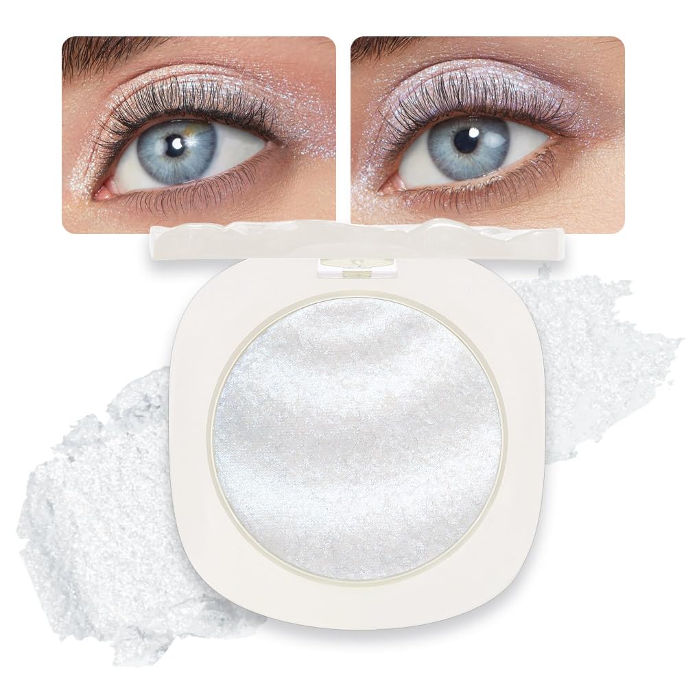 Cakaila Glitter Shimmer Eyeshadow - Bright Silver Gray, Waterproof, Longwear, Buildable Pigment