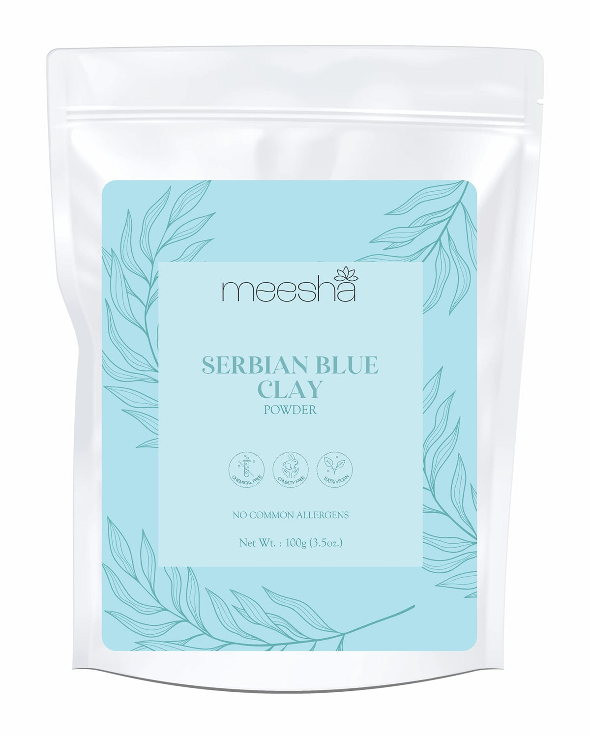 Meesha Serbian Blue Clay Powder 3.5 Oz | Natural Face Masks, Body Wraps, Hair Treatment