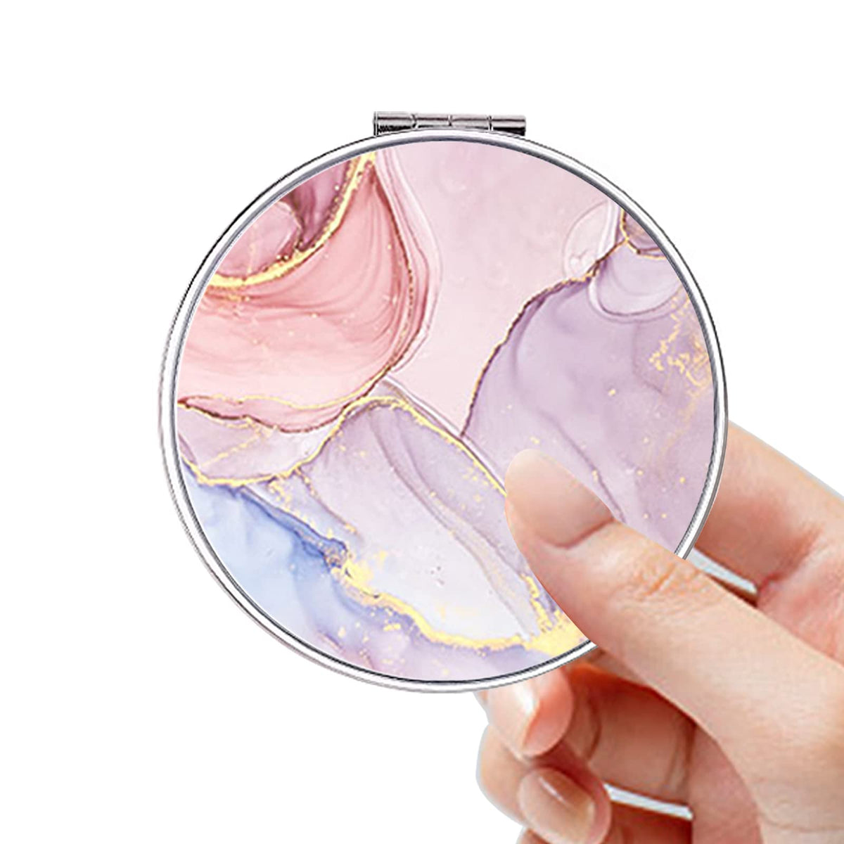 Acedada Marble Compact Mirror - Portable Double-Sided 1X/2X Makeup Mirror For Purse