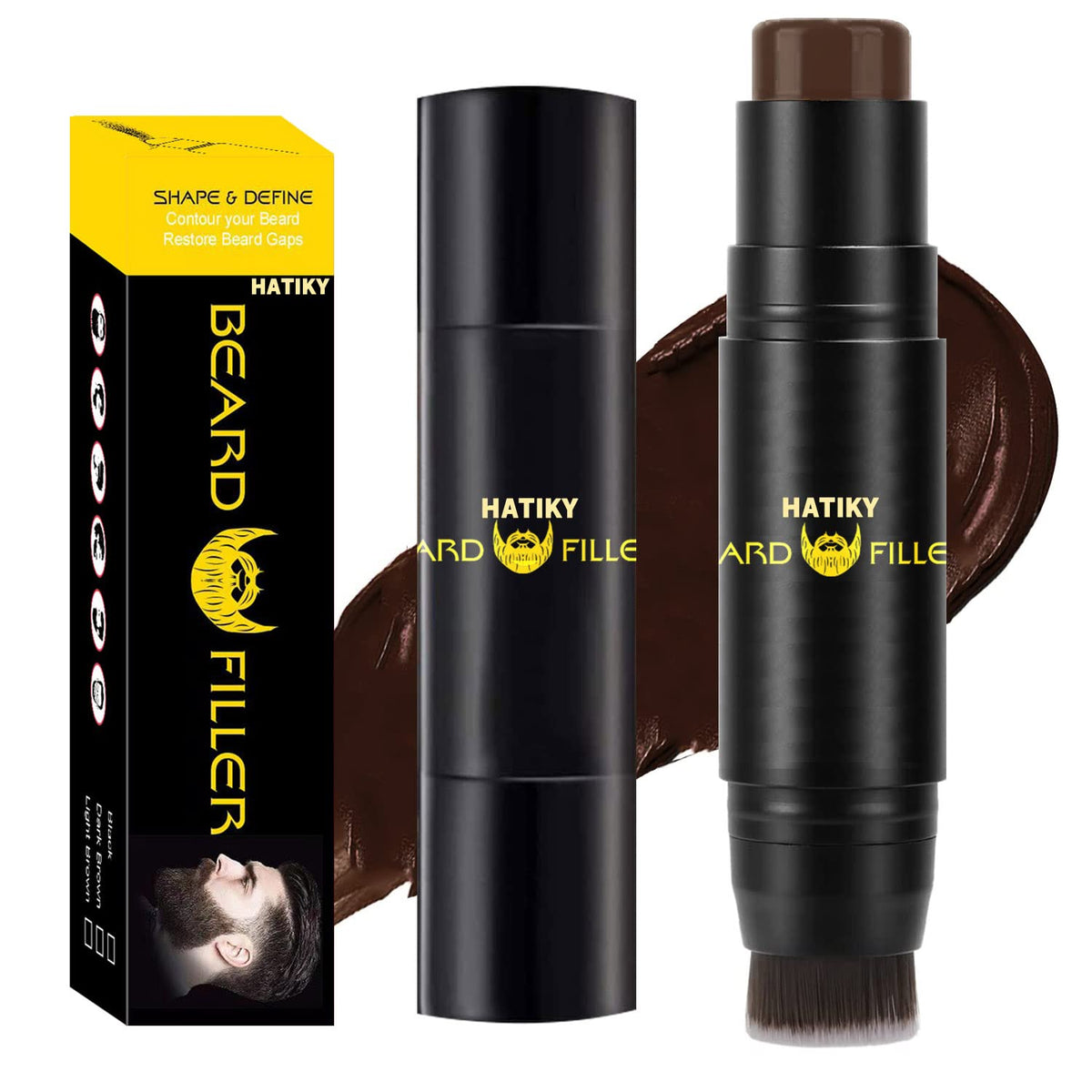 Hatiky Dark Brown Beard Pencil Filler - Natural Look For Beard, Moustache & Eyebrows