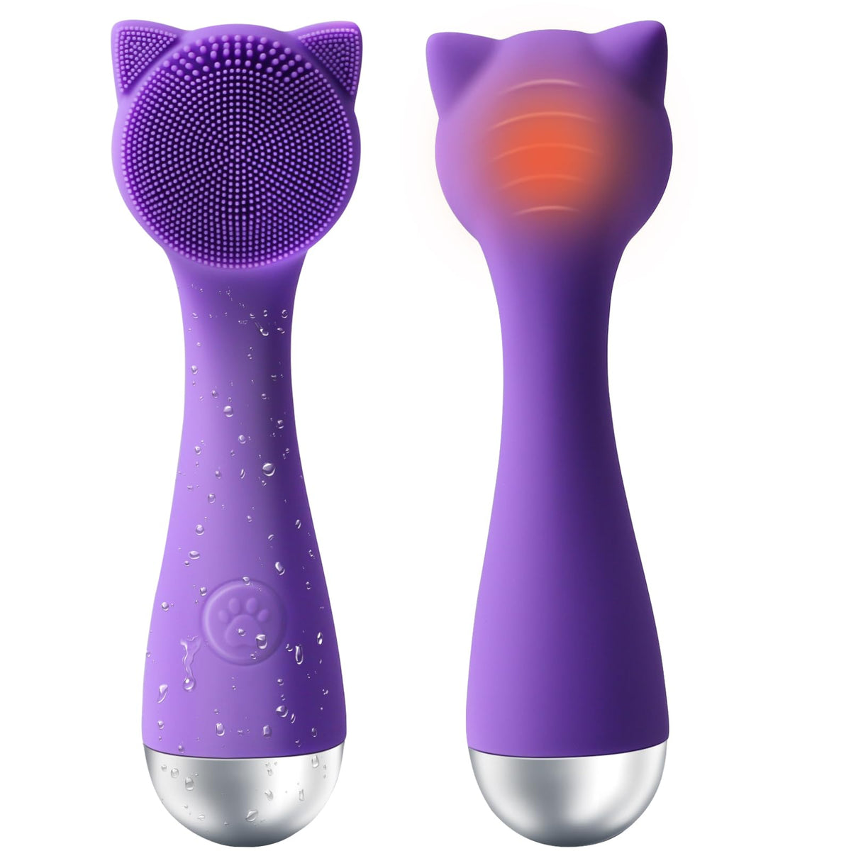 Feoflen Purple Silicone Facial Cleansing Brush - Electric Exfoliator With 3 Speed Waterproof Design