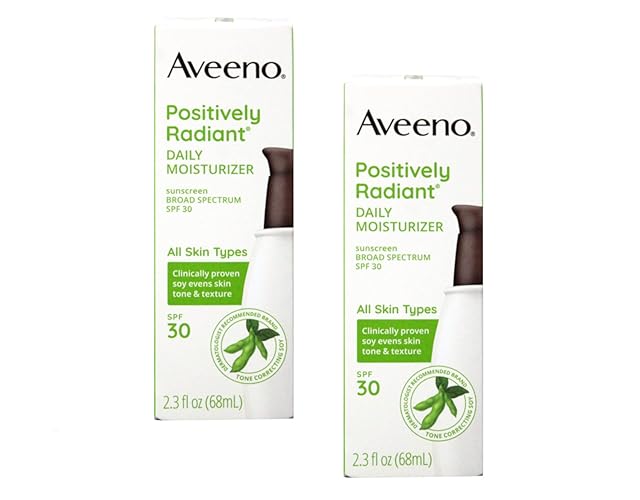 Aveeno Positively Radiant Daily Face Moisturizer Spf 30 - 2 Pack, 2.3 Fl Oz Total