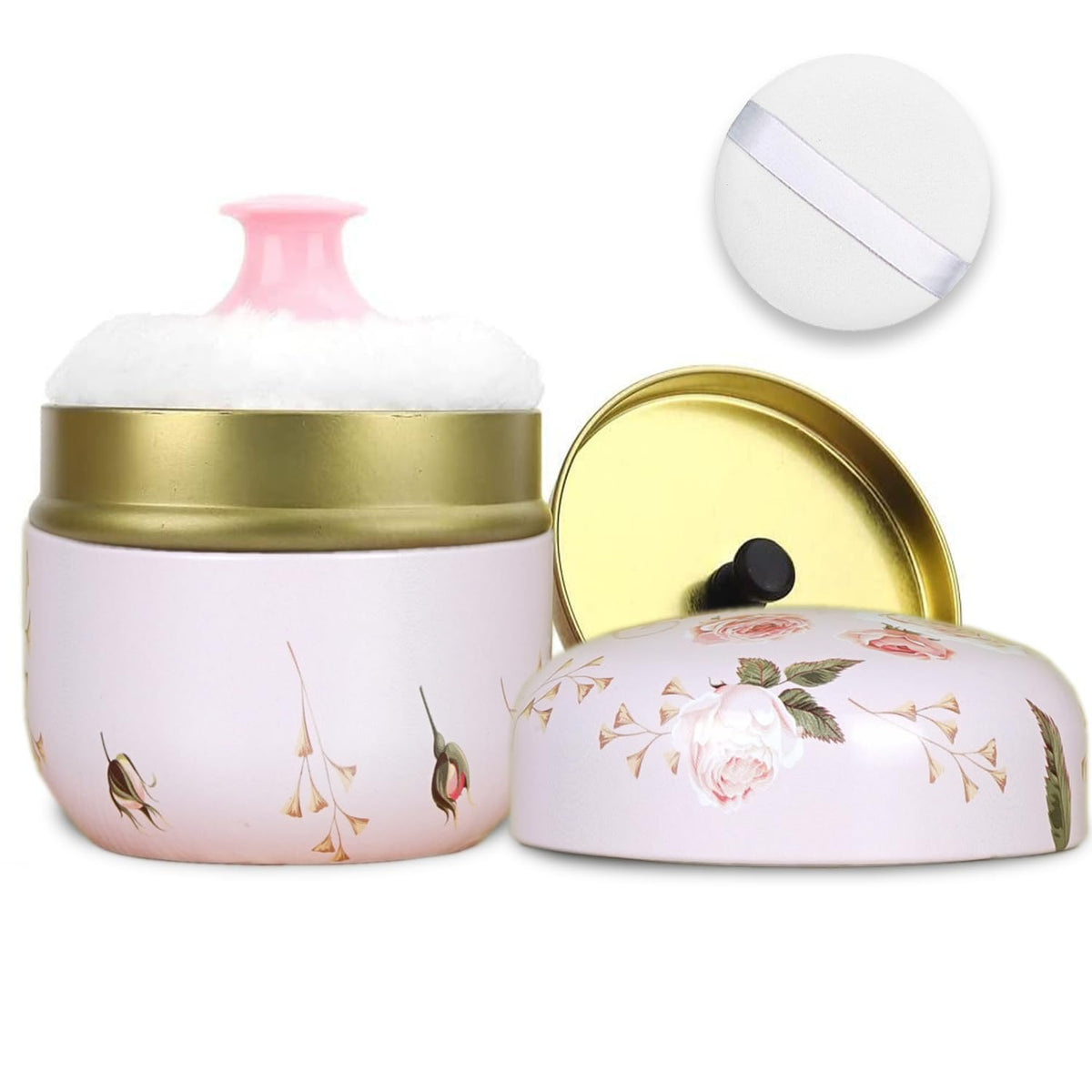 Shimido Portable Body Powder Puff & Container For Baby & Women'S Loose Dusting Powder