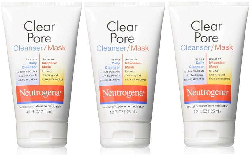 Neutrogena Clear Pore Facial Cleanser & Mask With Kaolin, Benzoyl Peroxide, 4.2 Oz (