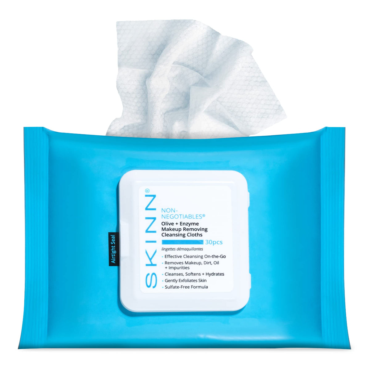 Skinn Hydrating Makeup Remover Wipes - 30 Count, Exfoliating & Cleansing Towelettes For Waterproof Makeup