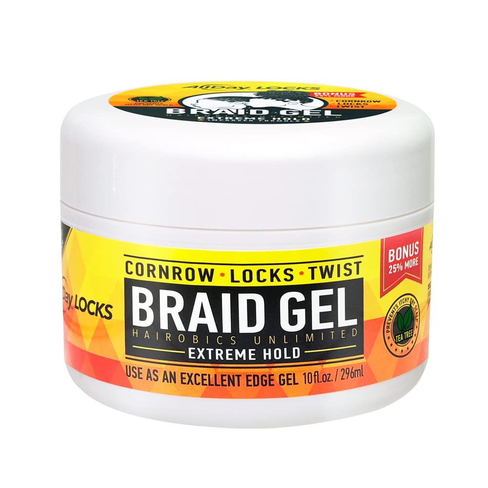 Allday Locks Braid Gel - Extreme Hold, No Flaking, High Shine For Braids & Twists, 10 Oz