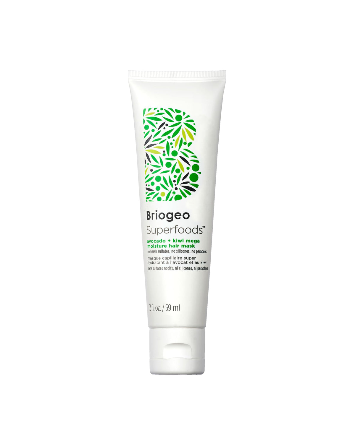 Briogeo Avocado + Kiwi Mega Moisture Mask, Protein-Free, Deep Hydration for Dry Hair, 2 fl oz