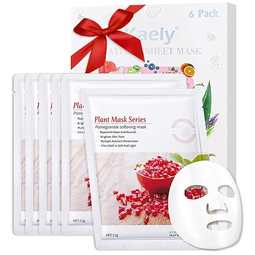 Amy'S Diary Pomegranate Face Mask 6 Pcs - Hydrating, Hyaluronic Acid, Vitamin C & E, Korean Beauty