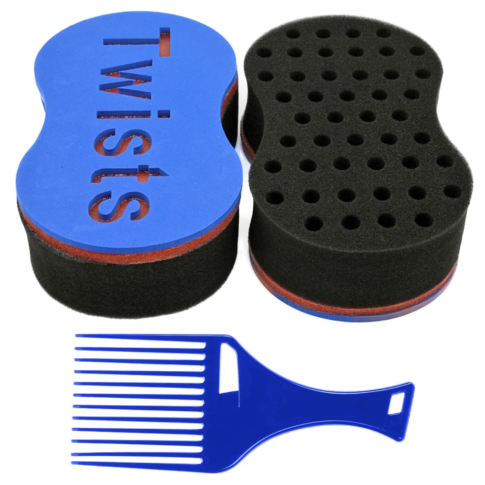 BEWAVE Hair Brush Sponge for Dreads & Afro Locs - Black Twist Curl Tool with Hair Pick, 1 Pc