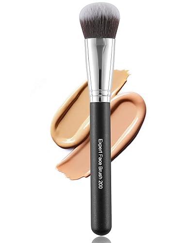 Energy Black Foundation Brush - Vegan, Soft Synthetic Bristles For Liquid Makeup & Contouring 200