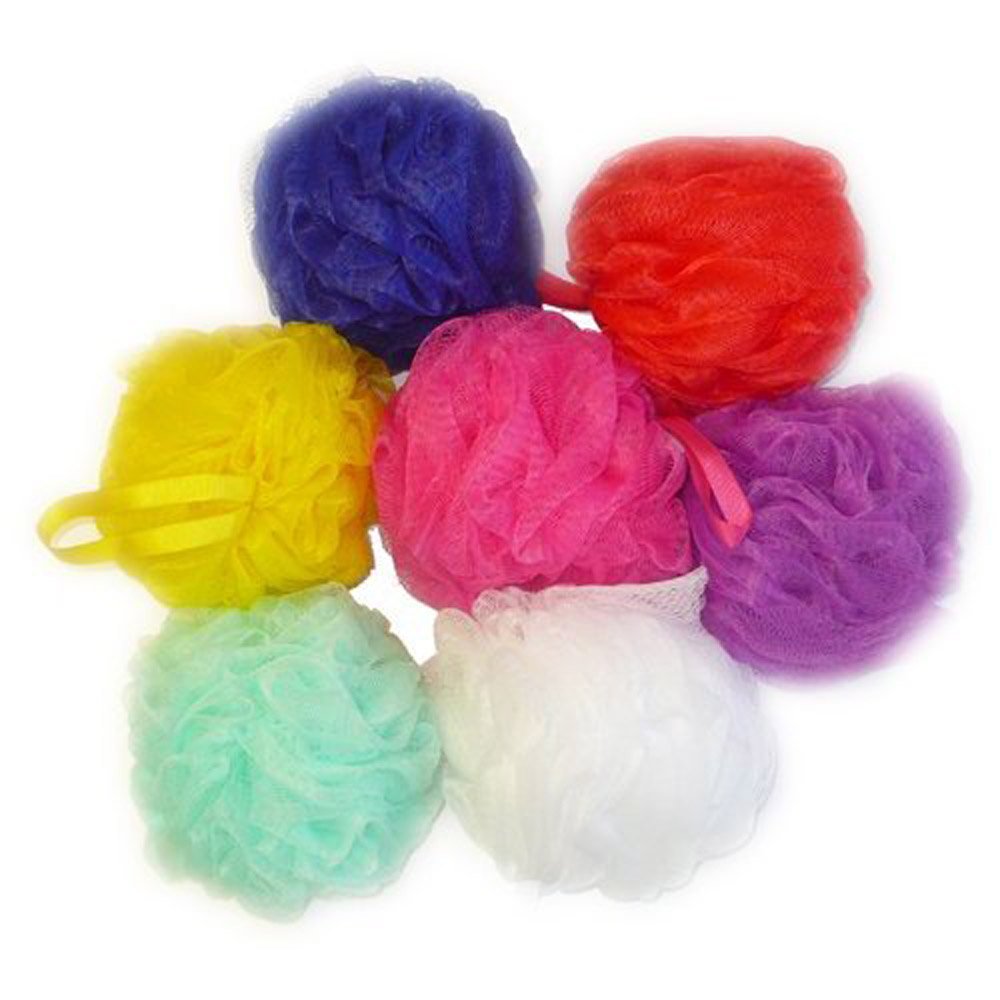 Aquasentials Yellow Mini Kid Mesh Bath Puff Sponge - 8 Count Loofah Set