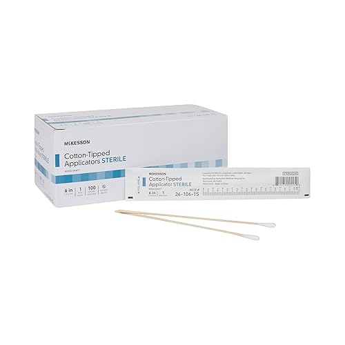 Mckesson Sterile Cotton-Tipped Swabsticks, Wood Shaft, 6In, 100 Count, 100 Packs