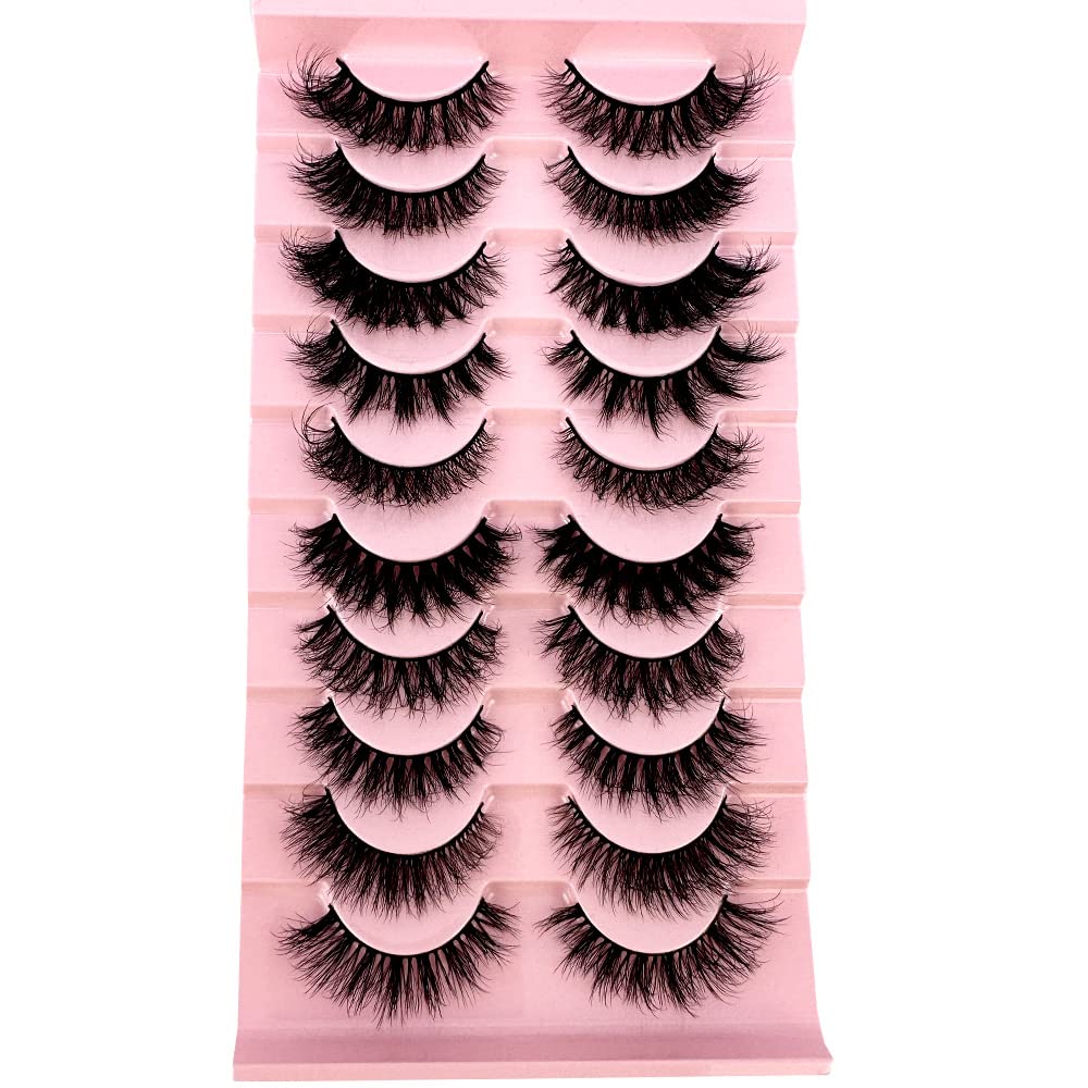 HBZGTLAD 3D Curl Winged Mink Eyelashes - Thick, Handmade, Natural False Lashes in Black