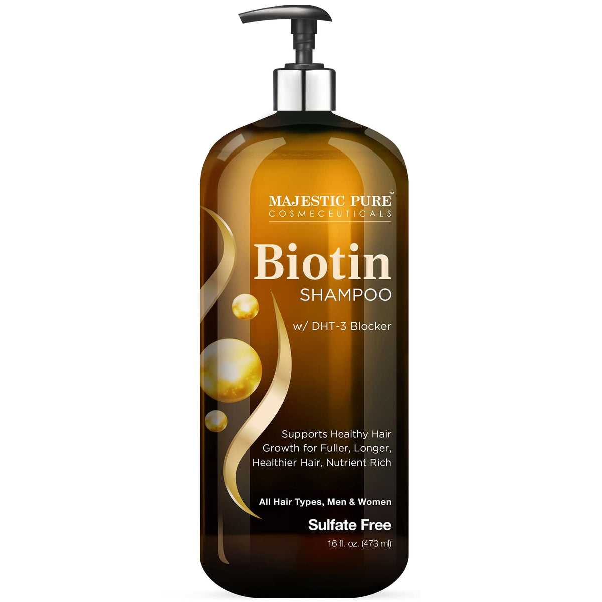 Majestic Pure Biotin Shampoo For Hair Growth - Dht Blocker, Sulfate Free, 16 Fl Oz