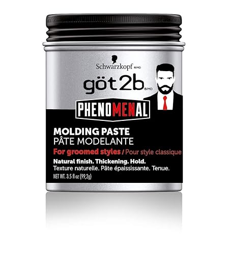 Got2B Phenomenal Molding Paste, 3.5 Ounce - Strong Hold Hair Styling Cream, Black