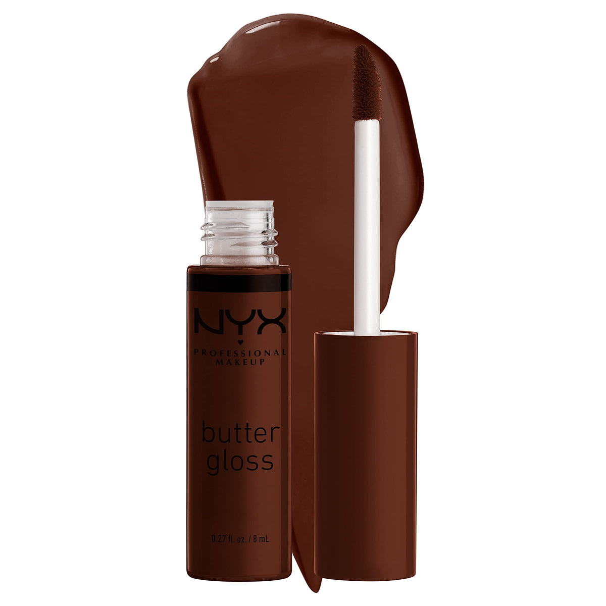 NYX PROFESSIONAL MAKEUP Butter Gloss - Lava Cake, Non-Sticky Rich Brown Lip Gloss, 0.27 Fl Oz