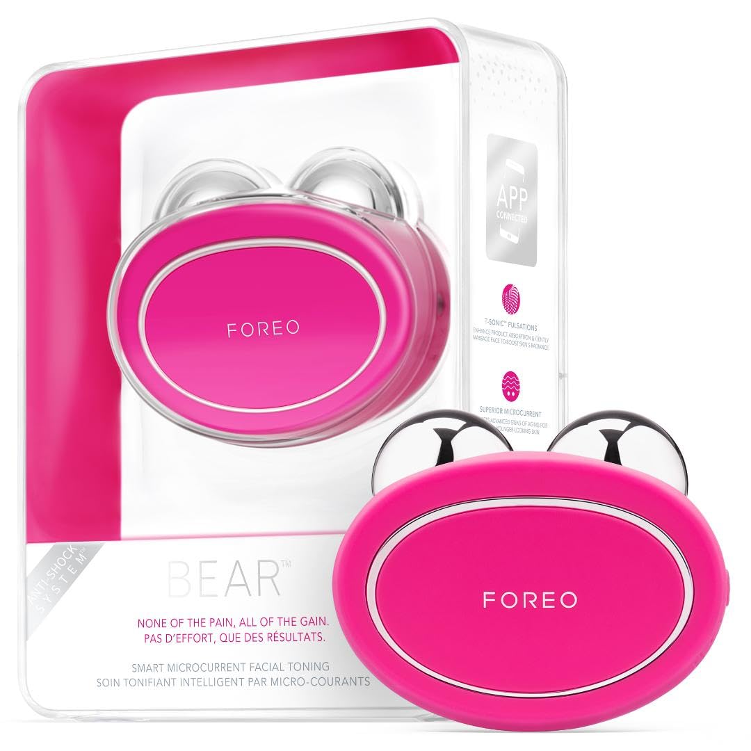 Foreo Bear Microcurrent Facial Device - Non-Invasive Face Lift & Sculpting Tool - Fuchsia