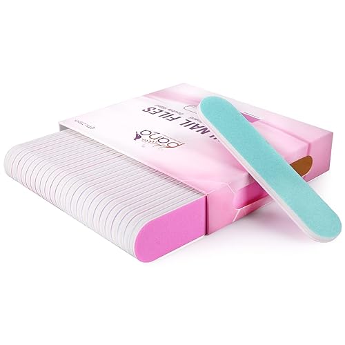 Pana 25Pcs Mini Nail Files - Double Sided Emery Board, 100/180 Grit, Pink & Teal