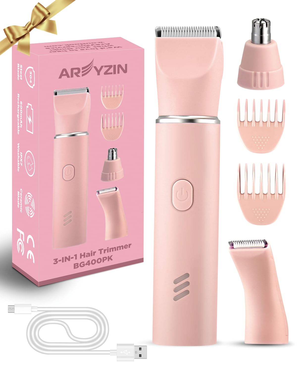 Areyzin Waterproof Bikini Trimmer For Women, Electric Razor With Ceramic Blades, Green