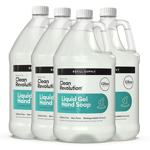 Clean Revolution Liquid Gel Hand Soap, Quick Lather & Fast Rinsing, 128 Fl Oz, 4 Pack