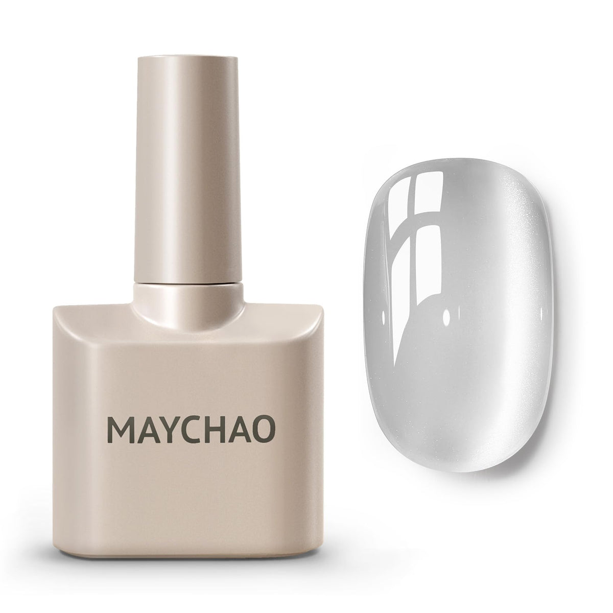 Maychao Moonlight Silver Cat Eye Gel Nail Polish 15Ml - Holographic Magnetic Nail Art