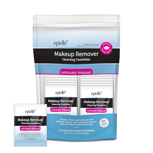 Epielle Makeup Remover Cleansing Towelettes - 15 Wipes For Makeup & Oil Removal, Korean Skincare