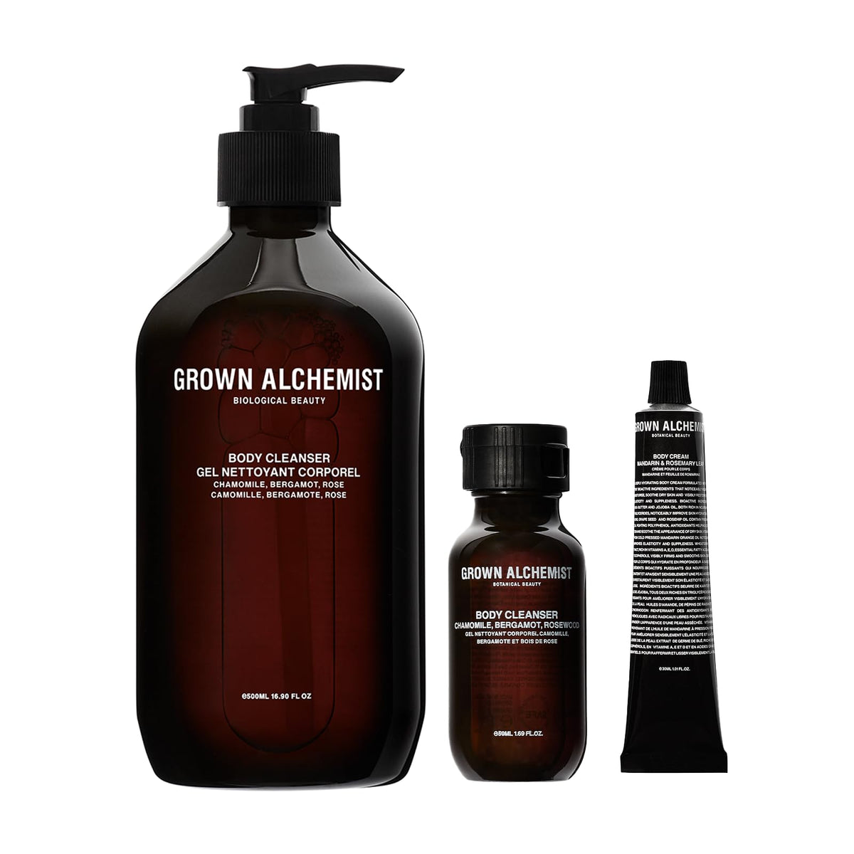 Grown Alchemist Body Cleanser Kit - 500Ml + 50Ml Travel Size + 30Ml Body Cream