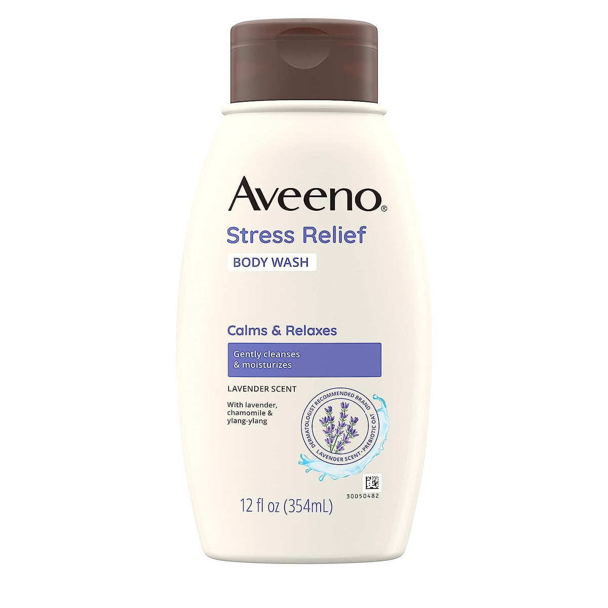 Aveeno Stress Relief Body Wash, Lavender & Oat, Moisturizing For Sensitive Skin, 12 Fl. Oz