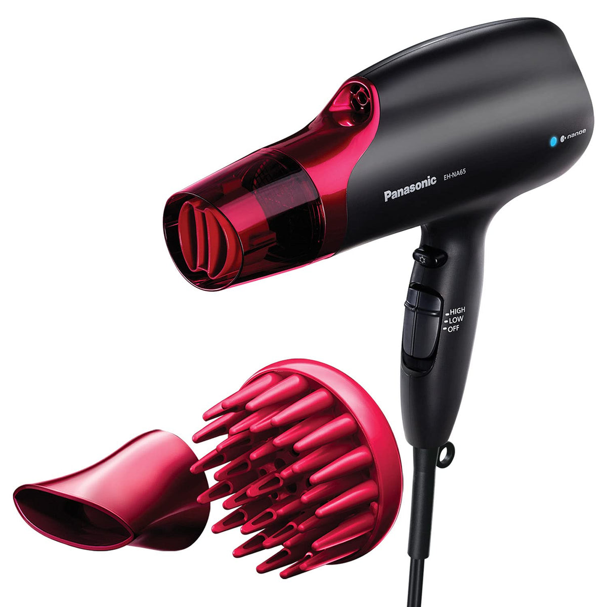 Panasonic Nanoe Hair Dryer, 1875W, Quick Dry Nozzle, Diffuser & Concentrator – EH-NA65-K