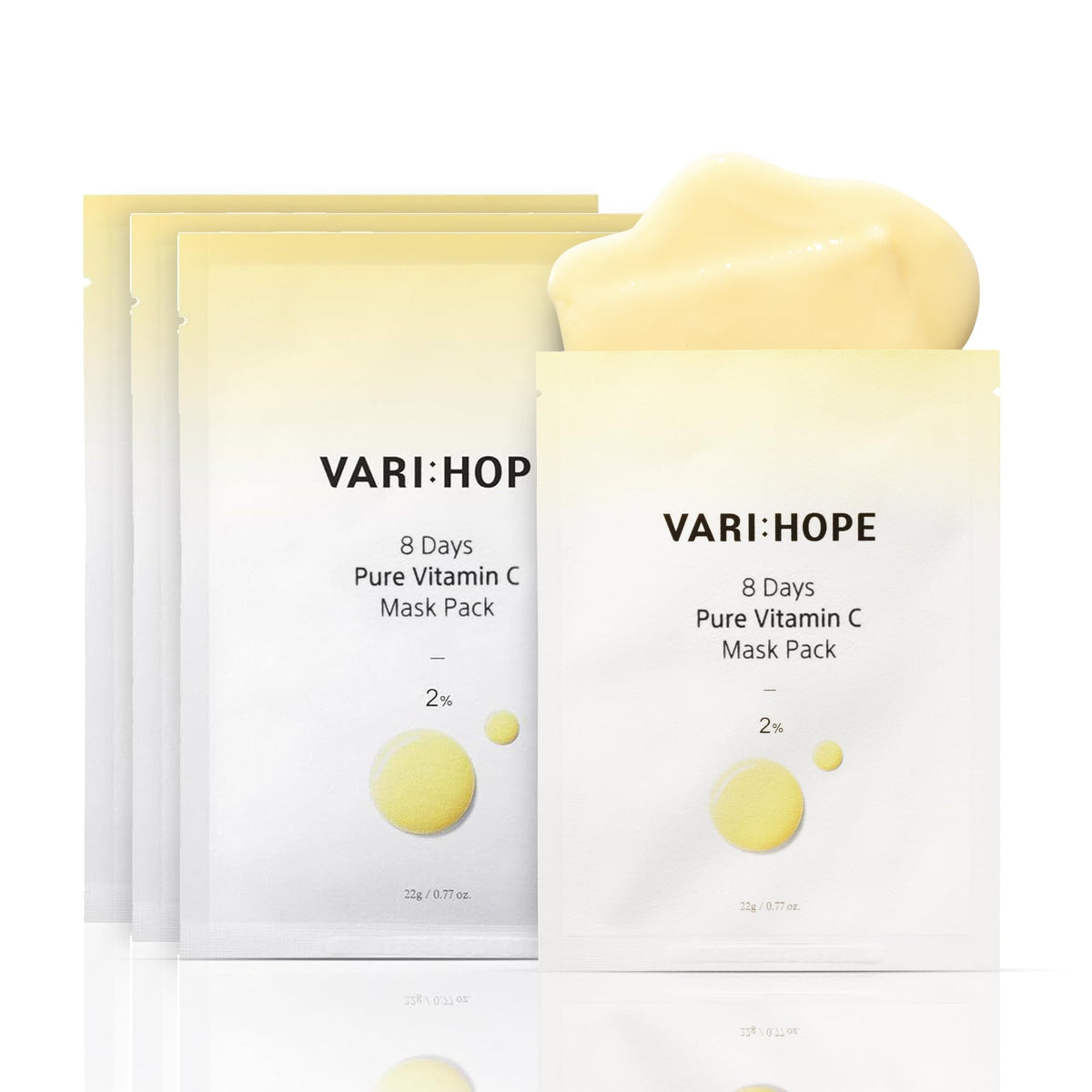 Varihope 8 Days Vitamin C Sheet Mask - Hydrating Facial Mask For Skin Texture & Dark Spots, 5 Pcs