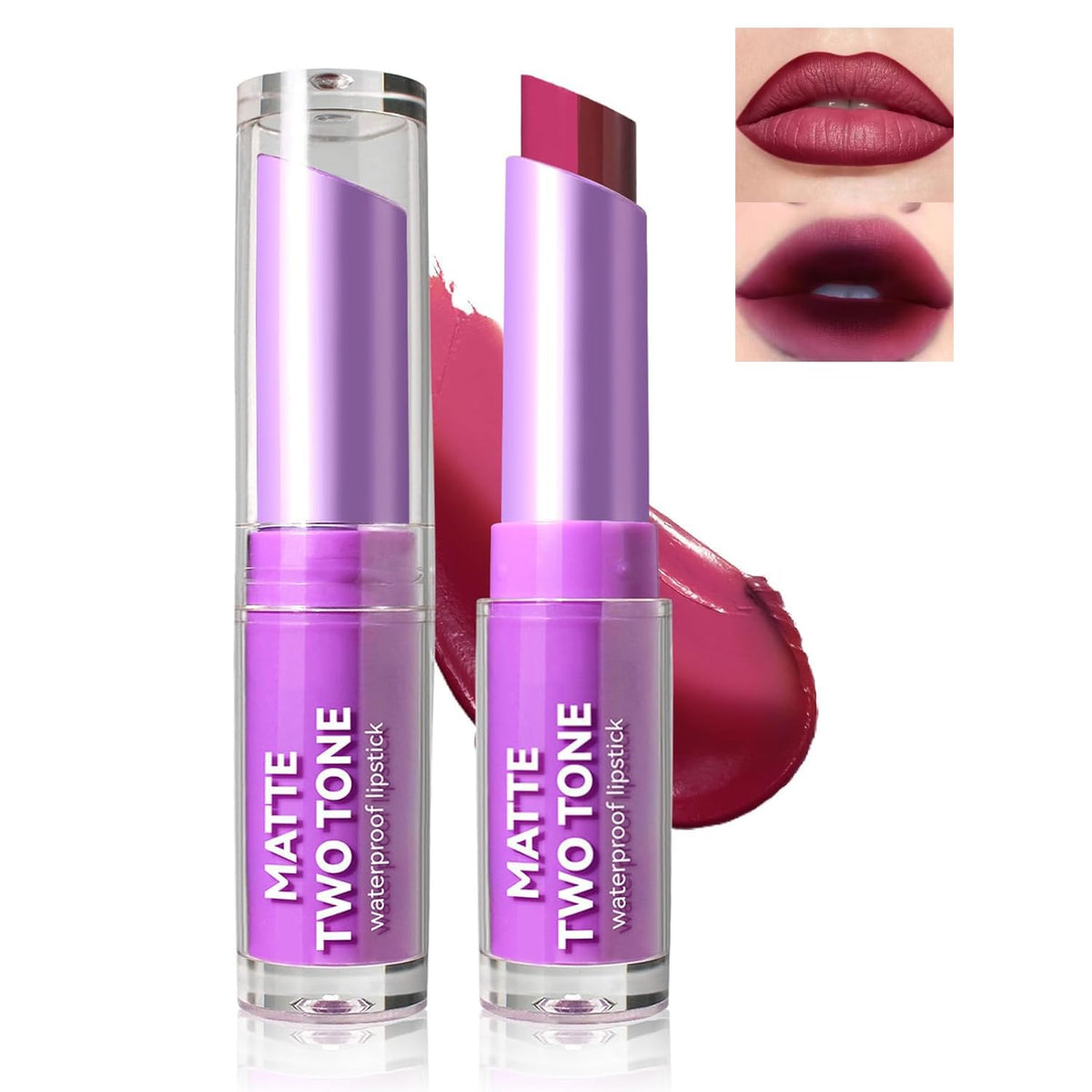 Easilydays Pink Two Tone Matte Lipstick - Long Lasting, Moisturizing, High Pigment, Waterproof 0.74Oz