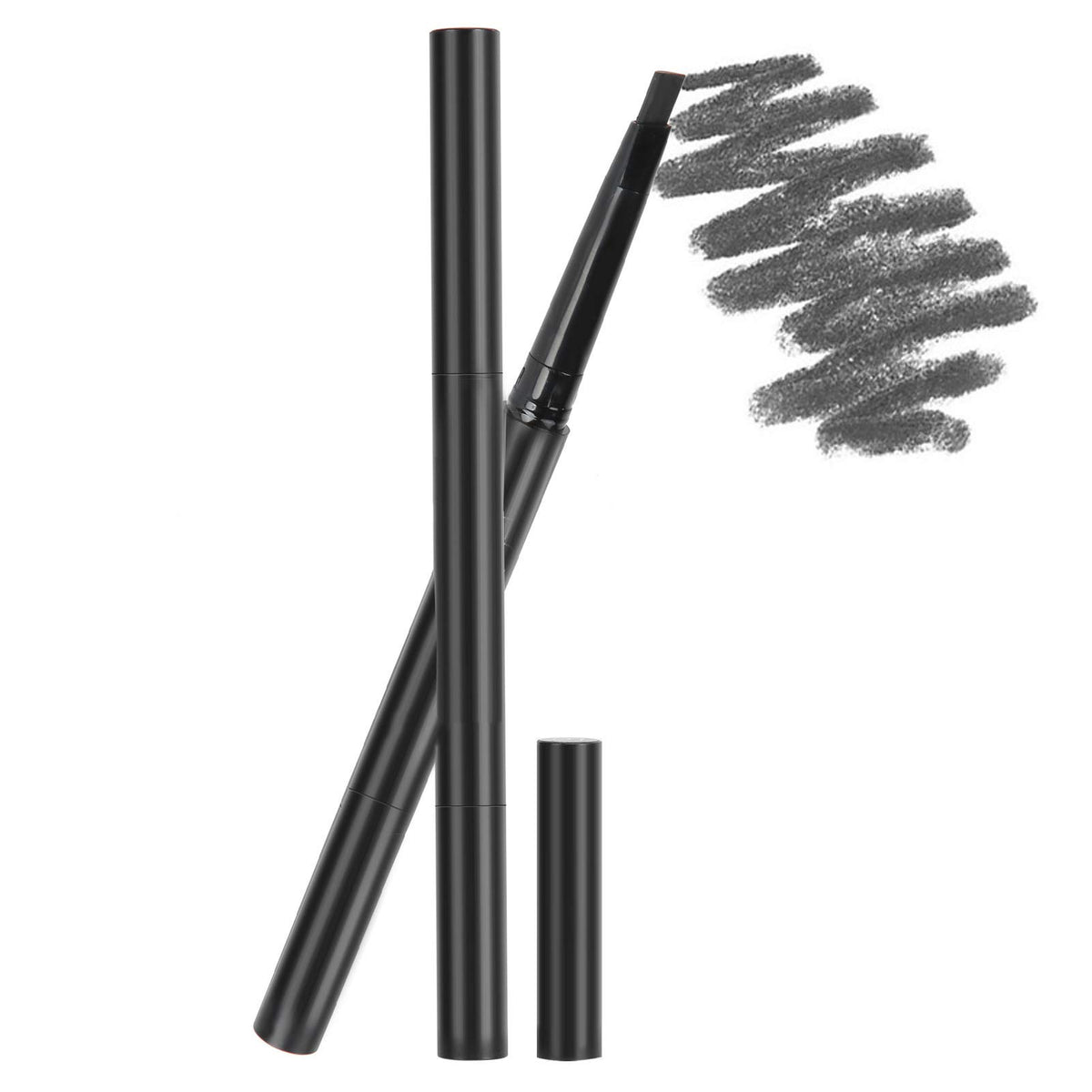 Zjchao 2Pcs Double-Headed Eyebrow Brush Pencil - Long Lasting Dark Gray Eye Brow Pen